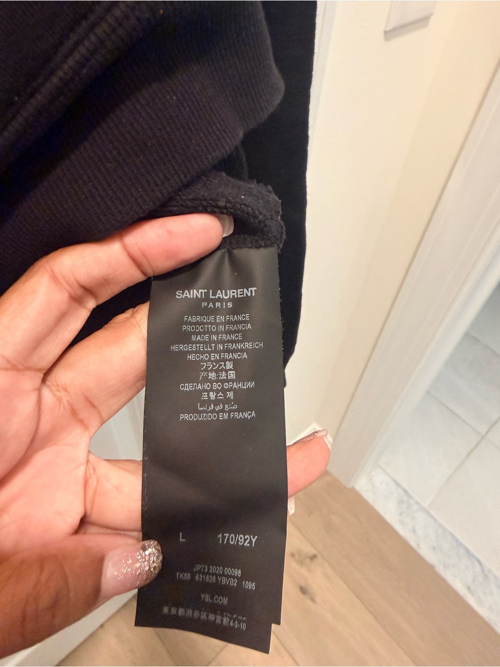Saint Laurent Paris Script Logo Hoodie Black Size L (Fits Small/Medium) - Picture 5 of 5